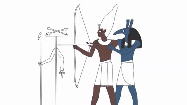Illustration of an ancient Egyptian king drawing a bow at a target, from The African History of Sport